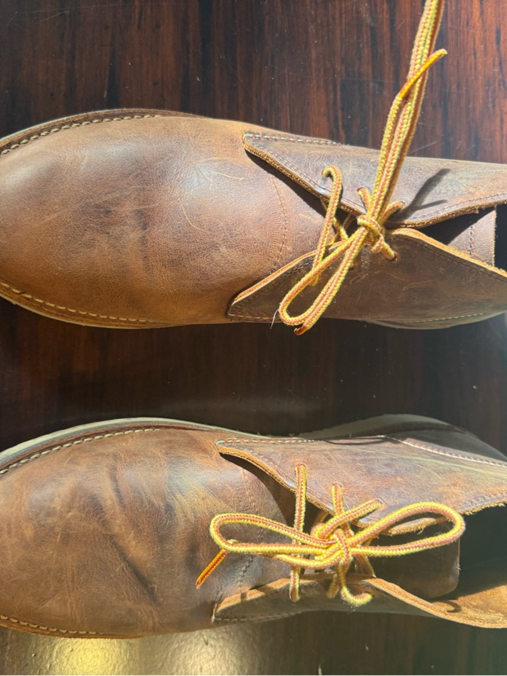 Red Wing Shoes Brown Leather Chukka Boots with Yellow-Toned Laces